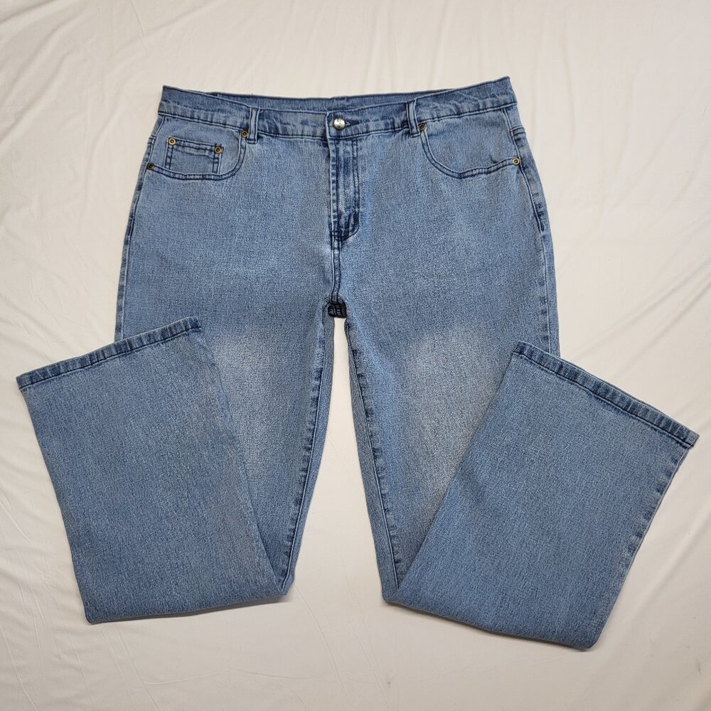 DG2 Diane Gilman Jeans Womens 14P Bootcut Stretch Rhinestones US Flag 36 X 28